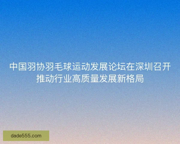 中国羽协羽毛球运动发展论坛在深圳召开推动行业高质量发展新格局