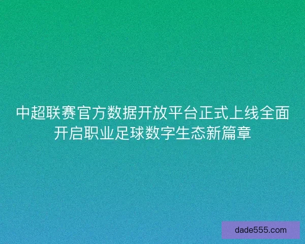 中超联赛官方数据开放平台正式上线全面开启职业足球数字生态新篇章
